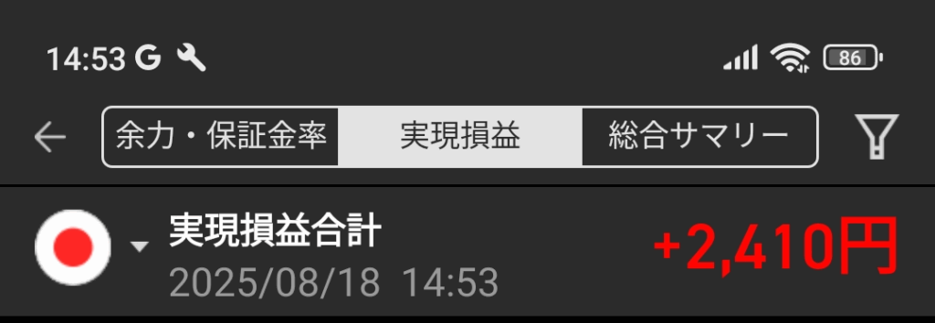 20250818(月曜日)・実現損益
