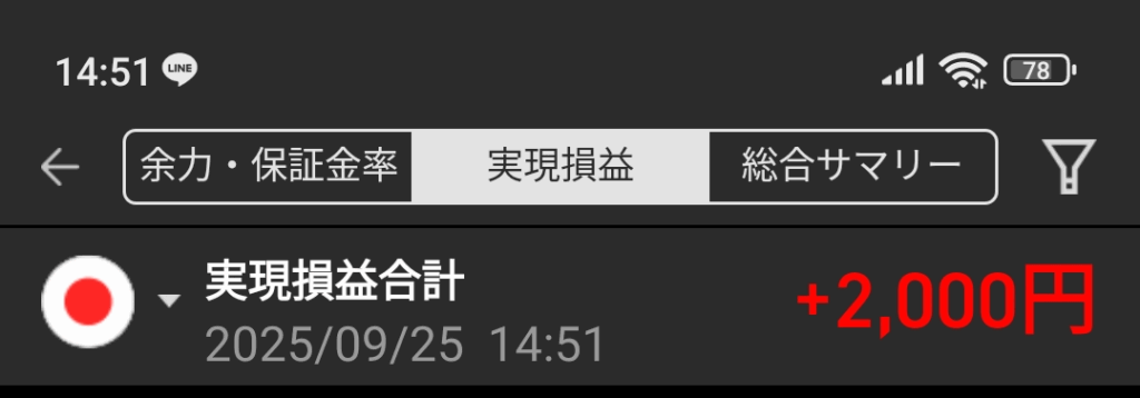 20250925(木曜日)・実現損益